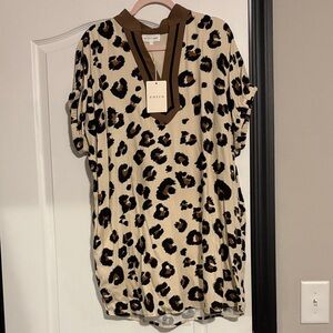 Entro Leopard Print Women's Top - Brown and Black